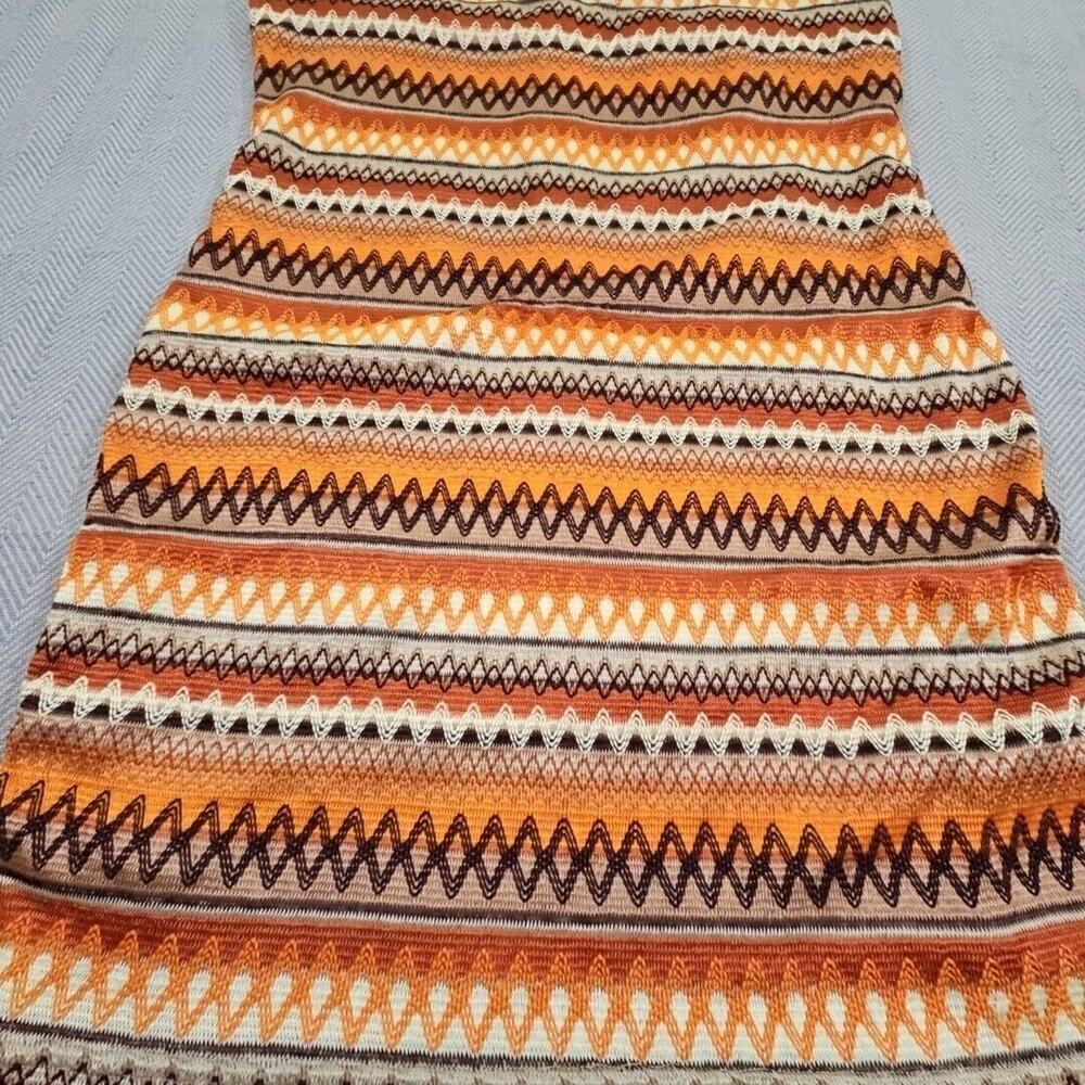 Resortwear Crochet Midi Dress 4XL Bodycon Zig-Zag Boho Chic Modern Halter Orange - Picture 2 of 16